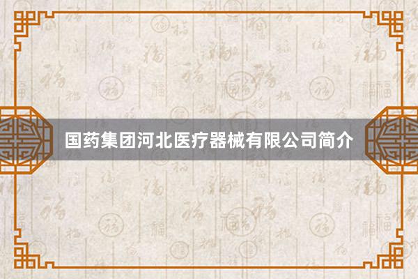 国药集团河北医疗器械有限公司简介